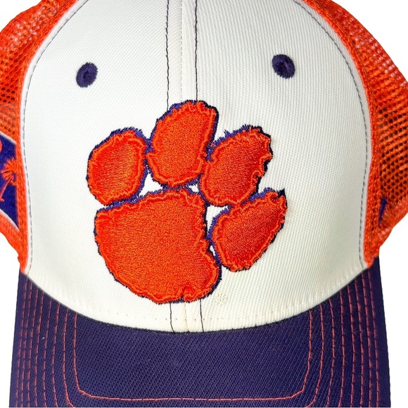 Clemson Tigers Mesh Snapback Hat Cap Paw Orange Purple Embroidered Adjustable - Picture 2 of 10